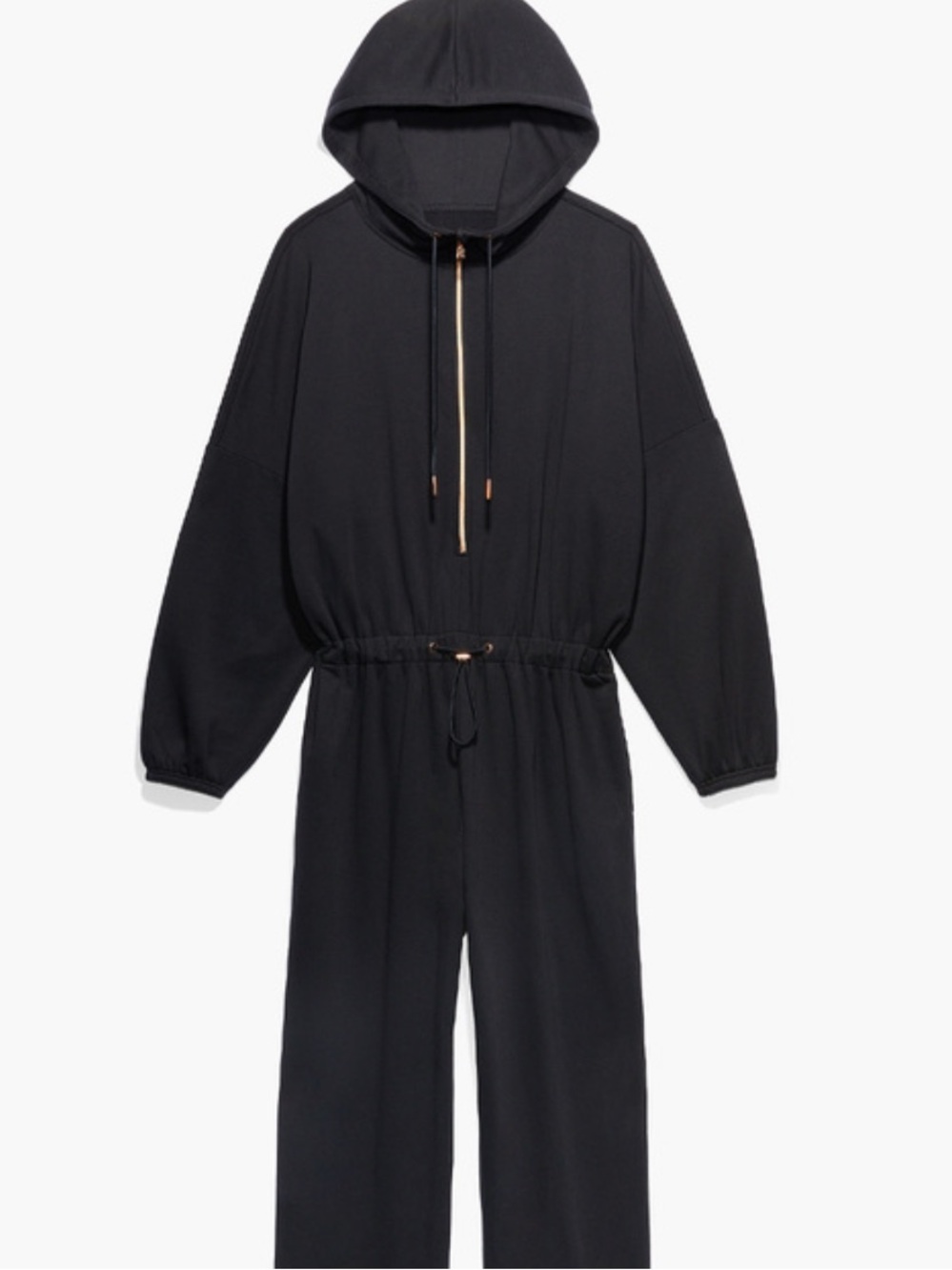 SAVAGE X FENTY BY RIHANNA Wide Leg Cinched Hooded Jumpsuit Size XXS Black